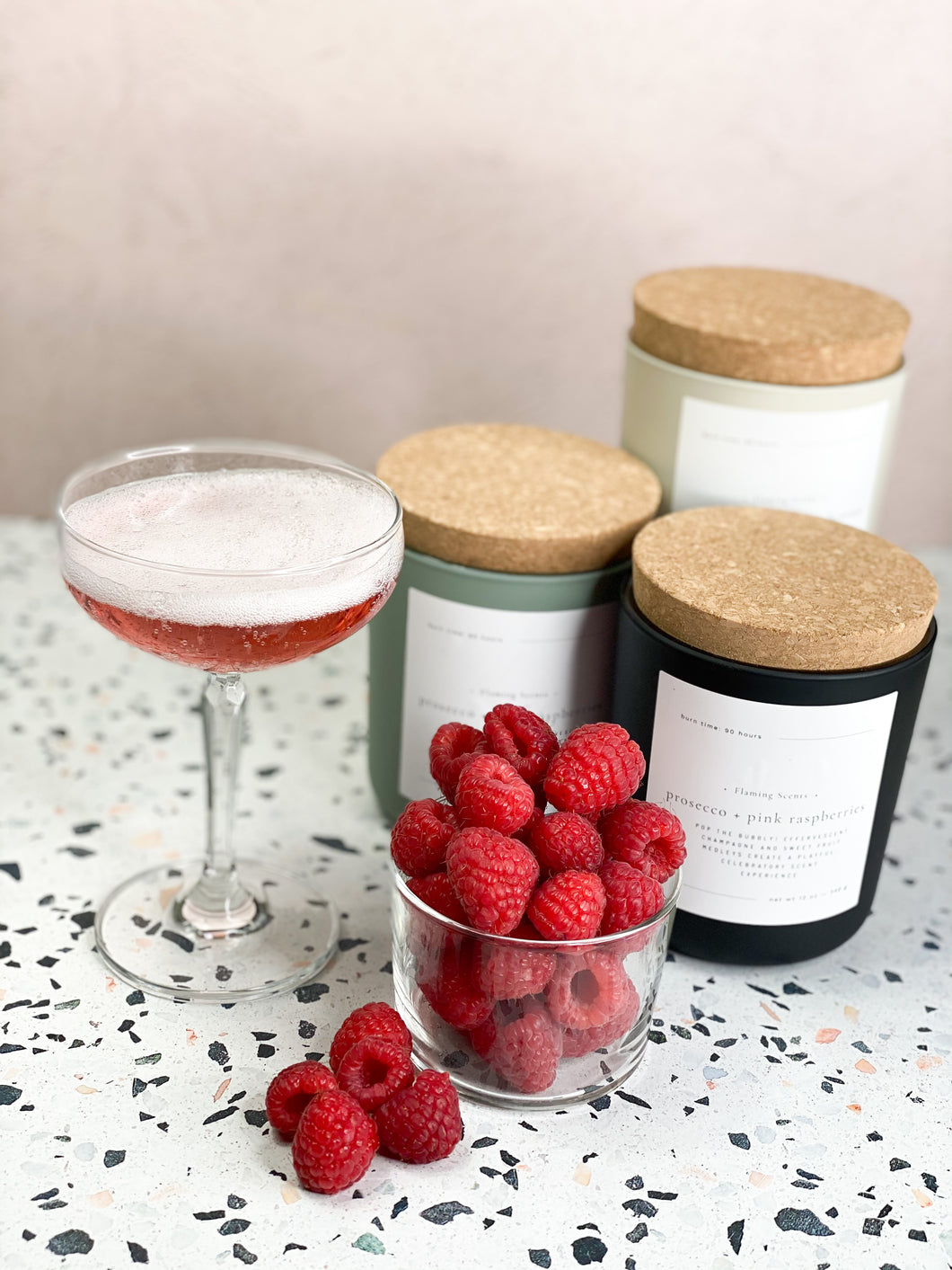 Prosecco + Pink Raspberries